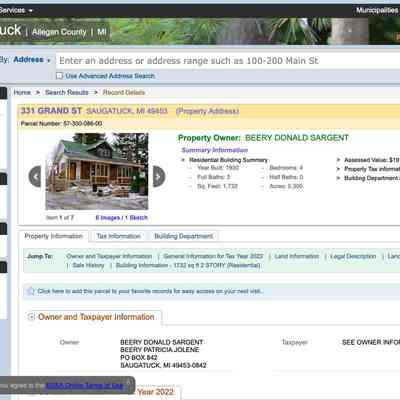 City of Saugatuck online property records: https://bsaonline.com