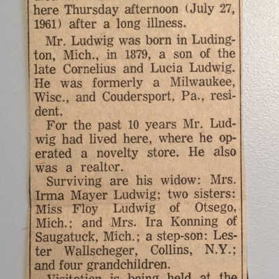 Ludwig and Selkirk family clippings