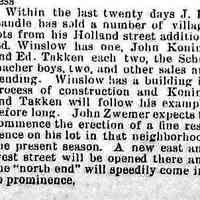          cr1889040501Winslow-Takken-Koning-ZwemerNewRes.jpg; J.H. Bandle sells lots to Ed. Winslow, John Koning, Ed. Takken and Schumacher boys. John Zwemer to built.
   