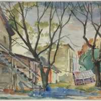          Watercolor painting of an alleyway in Douglas
   