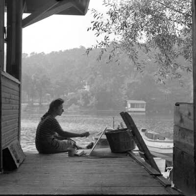 Lone painter at Ox-Bow's Village Studio