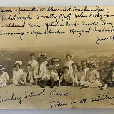 Sunday School Class on Mt. Baldhead 1913