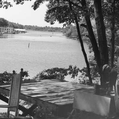 River view with workers
