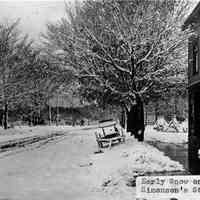          Snow_-_Culver_St..jpg 1.5MB; Early snow on Culver St. Simonson's Studio [at right, looking west] See John Peterson drawing of this photo at 2012.49.01
   