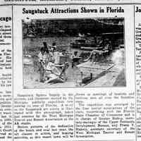          cr1937030501SaugatuckAttractionsShownInFlorida.jpg; Florida publicity expedition, photo of the AK studio taken by the West Michigan Tourist and Resort Association. Mentions movie taken of Oval Beach dedication, Frank V. Blakely
   