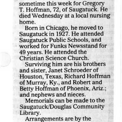 Obit November 1995, likely Holland Sentinel