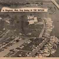          Butler001.jpg 3.7MB - Scan emailed from Chris Yoder, 18 Apr 2025; Menu with bird's-eye view (aerial view) of the Butler Hotel, pool, boardwalk and docks. Also Singapore Yacht Club parking lot in foreground and Pier Marina in distance.
   