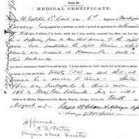          image007.png 254kb; George N. Dutcher, at the time of this Medical Certificate was 1 St Lieutenant in the 5th Michigan Cavalry. The day before the Battle of Gettysburg at Hanover, Pennsylvania, he received a gunshot wound and was sent to a hospital in Chicago to recuperate. In this paper issued August 1 the Chicago doctor notes that he is still 