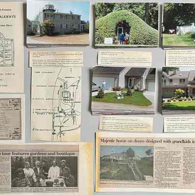 1996 Home Tour and Garden Show white envelope: Photos of floral arrangements at the home of Paula and Dennis Lochmandy at 879 Park St. in Saugatuck; Ken Schultz and Tom Slater at 838 Mason; Peggy Hayes at 190 Hamilton/Tower Harbor Condominiums; Bud Baty and Max Matteson at Point Pleasant Marine, 201 Washington St., Douglas and Oliver Woodhouse Grin at 2965 Lakeshore Drive, Douglas.