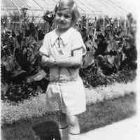          Irene Jr. infront of green house 1927.jpg; Location is likely the Getz Lakewood Farm/Zoo in Holland
   