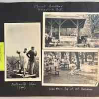          Mount Baldhead Park and Picnic Pavilion; Emptying her shoes (sand)
Mount Baldhead, High sand dune in western Michigan, Elevation 850 ft. above sea level, 367 steps?
   