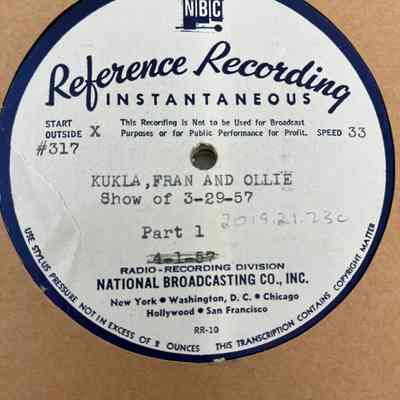 Disk c Side 1 - KUKLA FRAN AND OLLIE - Part 1 - 3/29/57