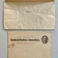          envelope and postcard found in collection back
   