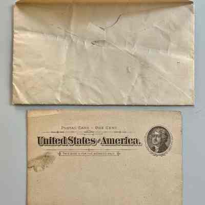 envelope and postcard found in collection back