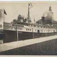          from https://www.worthpoint.com/worthopedia/great-lakes-freighter-steamship-argo-1850762012; Great Lakes Freighter Steamship Argo US Mail Carrier 1900s Antique 8x10 Photo I have acquired a collection of Great Lakes Memorabilia from the Great Lakes Historical Society, and will be listing some of these rare, one of a kind items.This is a photo of the Argo, of the U.S. & D.T. Co. - Booth's Line, Duluth and Port Arthur. It was also used for US Mail transport. The ship was built in 1901 and name was changed to Racine in 1910, so this photo dates between 1901 and 1910. Please note there is a chip of paper missing out of top corner border, and the bottom corner - just the tip - has crease. Also back side has paper stuck to it. See enlarged scans. Actual photo sharper than scans show! Measures 8 x 10 inches.Here is additional information on the Argo:Vessel History Rebuilds : History : Disposition : Last record in 1938, out of Brest, France. Ultimate disposition unknown. Build Information Builder : Craig Ship Building Co. Place Built : Toledo, OH Year Built : 1901 Ownership Changes Owner Date Registry Official Number No owner changes recorded. Name Changes Name Date Registry Official Number RACINE 1910 - 1917 U.S. 107627 RENE 1917 - 1938 FRANCE
   