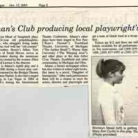          Article about the production from the 13 Oct 2005 Commercial Record; Pictured Bronwyn Mead and Mary Ann Curtis
   