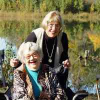          DSC02999.JPG 2.2MB; Judy Mauger and Sylvia Randolph preparing for an oral history interview at Ox-Bow. Photo may be by Erin Wilkinson
   