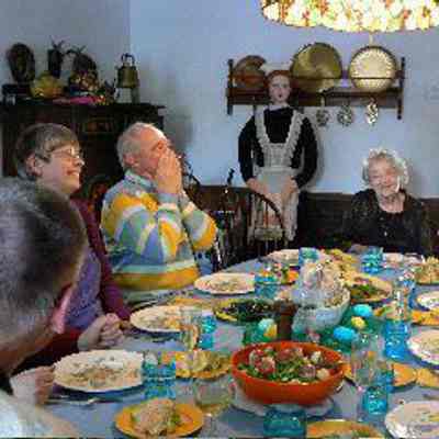 Sunday dinner at Sylvias: Marsha Perry, Ted Reyda and Sylvia Randolph