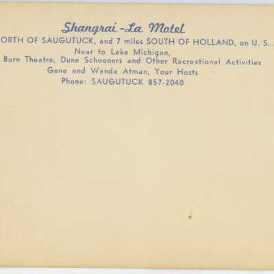 Shanghai-La Motel Postcard Reverse