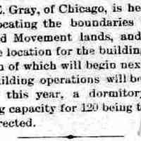 1899 Mr. E. Gray of Chicago visits