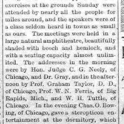 cr1899072101ForwardMovementDedicated.jpg: C.G. Neely, Graham Taylor, W.N. Ferris, W.H. Tuttle, Charles, O. Bowing steropticon