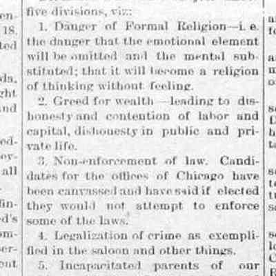 cr1905071401CrippledChildrenSchoolDedicatedAtFwdMovement.jpg: Jane Addams of Chicago's Hull House speaks about Count Tolstoi, Geraldine Fara, Vesta Putnam Summer School for Crippled Children, Vesta Putnam Cottage funded by Dr. J.B. McFatrich of Chicago, Florence E. Prouty, Dr. F. Millar, J.G. Evans of Kankaee spoke of the Nation's Perils and Safeguards, Bishop Fowler
