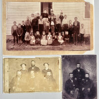          Trio of modern photographic reproductions of historic photos: 
On the back of the school children photo is the notation 