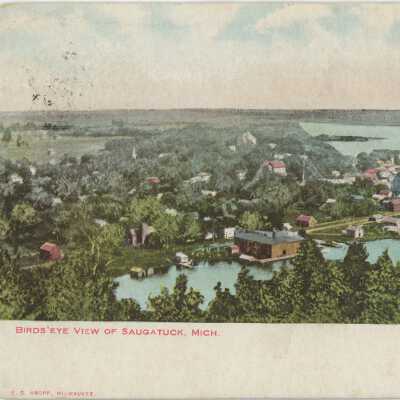 Birds' Eye View of Saugatuck, Mich. Postcard
