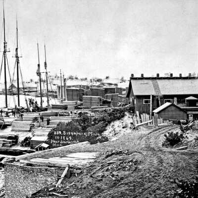 Saugatuck lumber mills worked around the clock to help rebuild Chicago.: Singapore 1869Dated