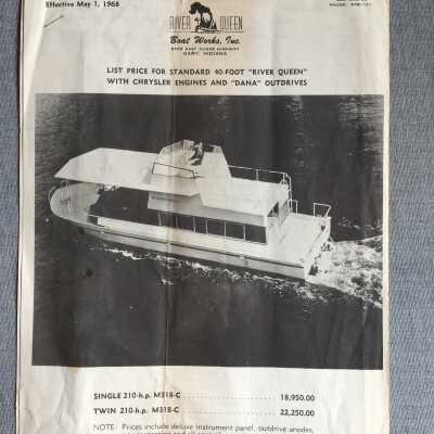 River Queen price sheets, sales flyers, envelope and folder