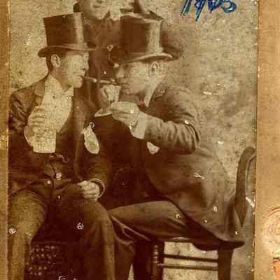 Three Gents Posing in Top Hats