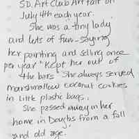          Note about Louise Peters by her friend Judy Anthrop, back
   