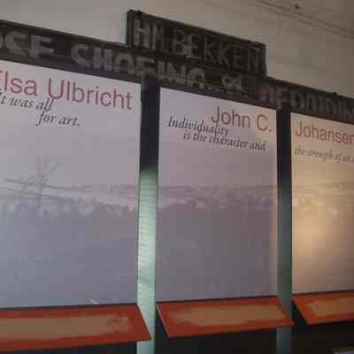 art backdrop and information rail prior to hanging the art