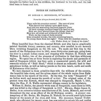 Notes on Saugatuck 1880