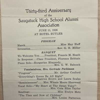 Saugatuck High School Alumni Program from 1926
