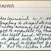          An index card about Ed Ebmeyer from the Chuck Lorenz card file; Written on the back of the card is the text 