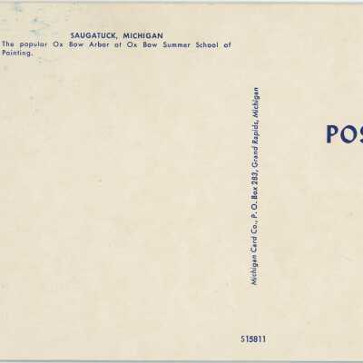 Ox-Bow Arbor Postcard Reverse