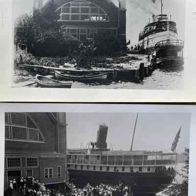 Passenger steamships docked at the Big Pavilion, 8x10" prints, soft focus.