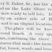          cr1905081101HnryBBakerToSellLakeshorePlots.jpg; Henry B. Baker, Sr. selling lots on the Lake Shore on either side of Halfway Creek, Brookwood Beach
   