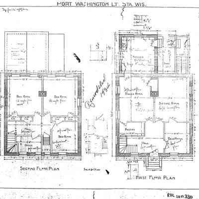 Port%20Wash%20Floor%20Plans%200066.jpg 1.6MB: Port Washington Lt. Sta. Wis. Plate 2. Second floor plan, first floor plan