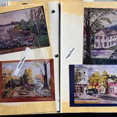 Album of artworks not displayed in the exhibit.: In 2025, the photos were removed from the (acidic) sticky-wax "magnetic" pages and transferred to an archival bag. In a few cases the name tags had detached from the pages so the artist's name is unknown.