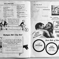          Jazz Directory, ads for Rainard Mobile Home Sales, Pottawattamie Beach Club, the London Shop, The Blue Tempo and Radio WCLM
   