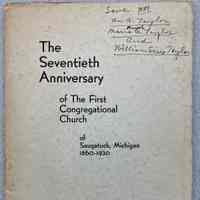 Congregational Church 70th Anniversary booklet