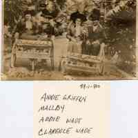          89-1-300_Clarence_Wade.jpg 1.3MB; Two couples in wicker bicycle-driven vehicles in a tropical location. Annie Griffin, Mallby, Addie Wade, Clarence Wade.
   