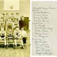          1936 Saugatuck basketball.jpg 541KB; Gordon Durham, ? Lincoln Bird, George Paulski? Harald ?, Mr. Waugh, Bob or Rob Breckenridge, Garth Wilson, George Chase, Mr. ? John Proctor, Benny H? Johnny Fox, Jack Campbell, Ralph Carwright
   