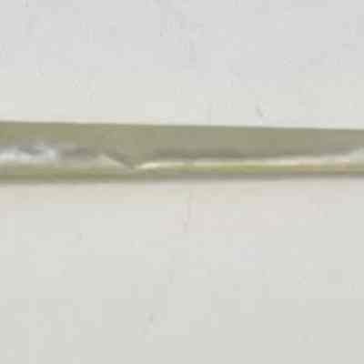 A typical dip pen with a complete nib (writing point) and mother of pearl handle.