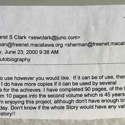 note stapled inside cover dated June 2000