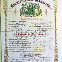          Photocopy of marriage certificate of Dallas A. Finch and Ida Loomis, both of Ganges, dated 17 Feb. 1870.
   