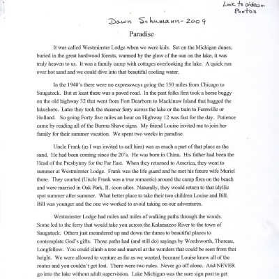 Paradise - A reminiscence of her time at the Presbyterian Camps: DawnSchumann-Paradise.pdf 1.6MB