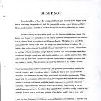         Judge Not - A poignant story about uniting with her biological father when she was 43
   